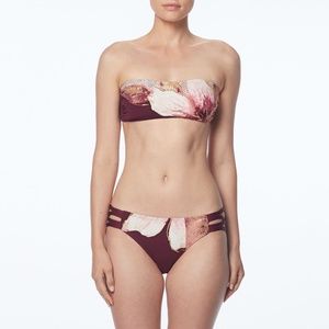 New Carmen Marc Valvo Floral Plum 2 pc Swimsuit Bikini - Small